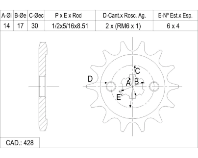 PI&Ntilde;ON CATALANO GILERA 110 FUTURA CAD 428 Z 14 