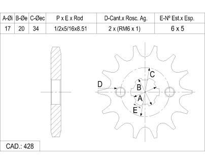 PI&Ntilde;ON CATALANO GUERRERO 125 GXL MOD98 CAD 428 Z 14