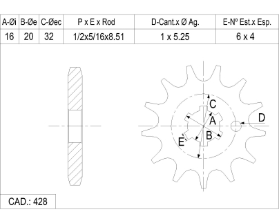 PI&Ntilde;ON CATALANO KAWASAKI 100 KB CAD 428 Z 13