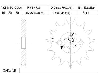 PI&Ntilde;ON CATALANO KAWASAKI 150 KR VICTOR CAD 428 Z 15