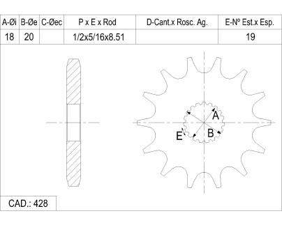 PI&Ntilde;ON CATALANO SUZUKI 125GN (19 ESTRIAS) CAD 428 Z 14