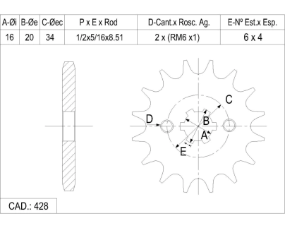 PI&Ntilde;ON CATALANO YAMAHA 125 AXZ/135 RXZ CAD 428 Z 16