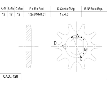 PI&Ntilde;ON CATALANO ZANELLA 125 XX RX CAD 428 Z 14