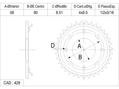 CORONA CATALANO HONDA 100 BIZ C/PROTEC CAD 428 Z 35