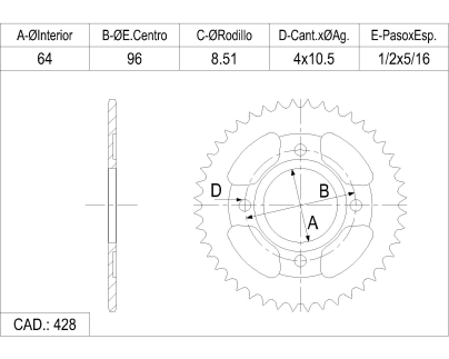CORONA CATALANO HONDA 125 CG TITAN CAD 428 Z 44