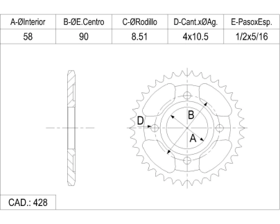 CORONA CATALANO HONDA 125 CG TODAY CAD 428 Z 43 
