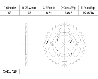 CORONA CATALANO KAWASAKI 100 BAJAJ CAD 428 Z 38