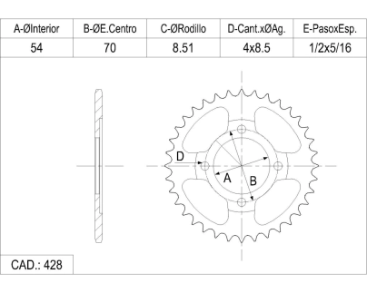CORONA CATALANO MOTOMEL 110 BIT CAD 428 Z 38