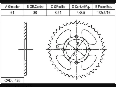 CORONA CATALANO YAMAHA 125 AXZ/135 RXZ CAD 428 Z 46