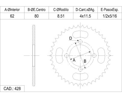 CORONA CATALANO ZANELLA 125 RX/RZA CAD 428 Z 42 