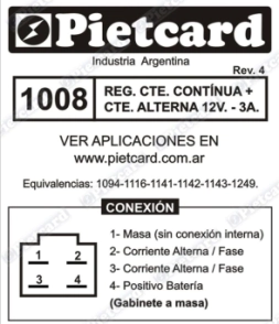 1008 Regulador de 12V. C/C (3A.) + C/A (3A.)