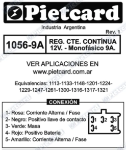 1056-9A Regulador C/C 12V. Monofásico 9A.