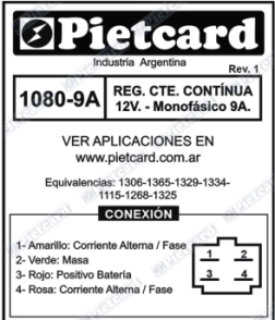 1080-9A Regulador Cte. Contínua 12V. Monofásico 9A
