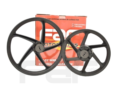 JUEGO DE LLANTAS DE ALEACION DELANTERA 1.40 X 17 A DISCO / TRASERA 1.60 X 14  A TAMBOR - NEGRA