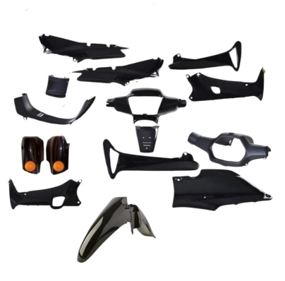 KIT DE PLASTICOS NEGROS HONDA WAVE NF100 - 15 PIEZAS