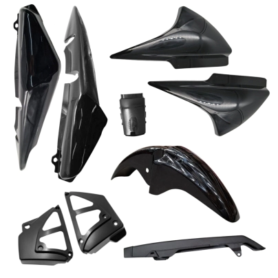 KIT DE PLASTICOS NEGROS PARA CG TITAN 150 (9 piezas)