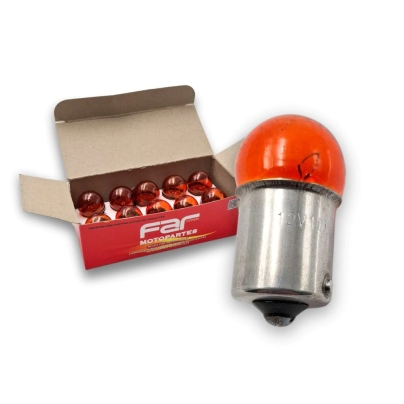LAMPARA GIRO BA15S 12V-10W C/METAL ORANGE 