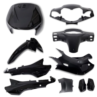 KIT PLASTICOS COMPLETO MOTOMEL BLITZ 110 -10PCS NEGRO.