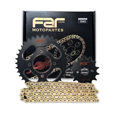 KIT TRANSMISION SMASH TRIP 36/14 NEGRO CON CADENA DORADA