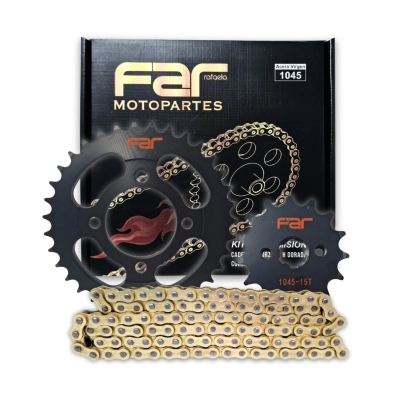 KIT TRANSMISION SMASH TRIP 35/15 NEGRO CON CADENA DORADA