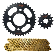 KIT TRANSMISION RX 38/14 428H-118 NEGRO CON CADENA DORADA