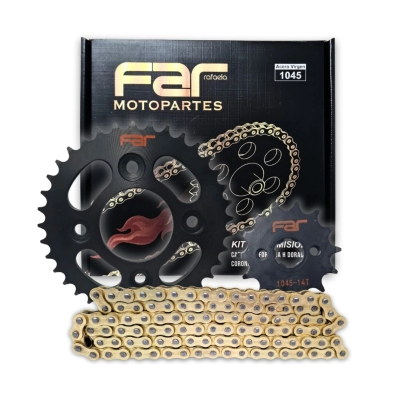 KIT TRANSMISION NEW WAVE 110 S 37/14 NEGRO CON CADENA DORADA