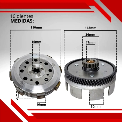 EMBRAGUE COMPLETO YBR 125 (4 DISCOS).