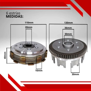 EMBRAGUE COMPLETO MOTOMEL SKUA/DAKAR (ROD 28MM)